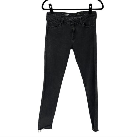Ag Adriano Goldschmied Black The Legging Ankle‎ Super Skinny Raw Hem Jeans - Picture 1 of 7